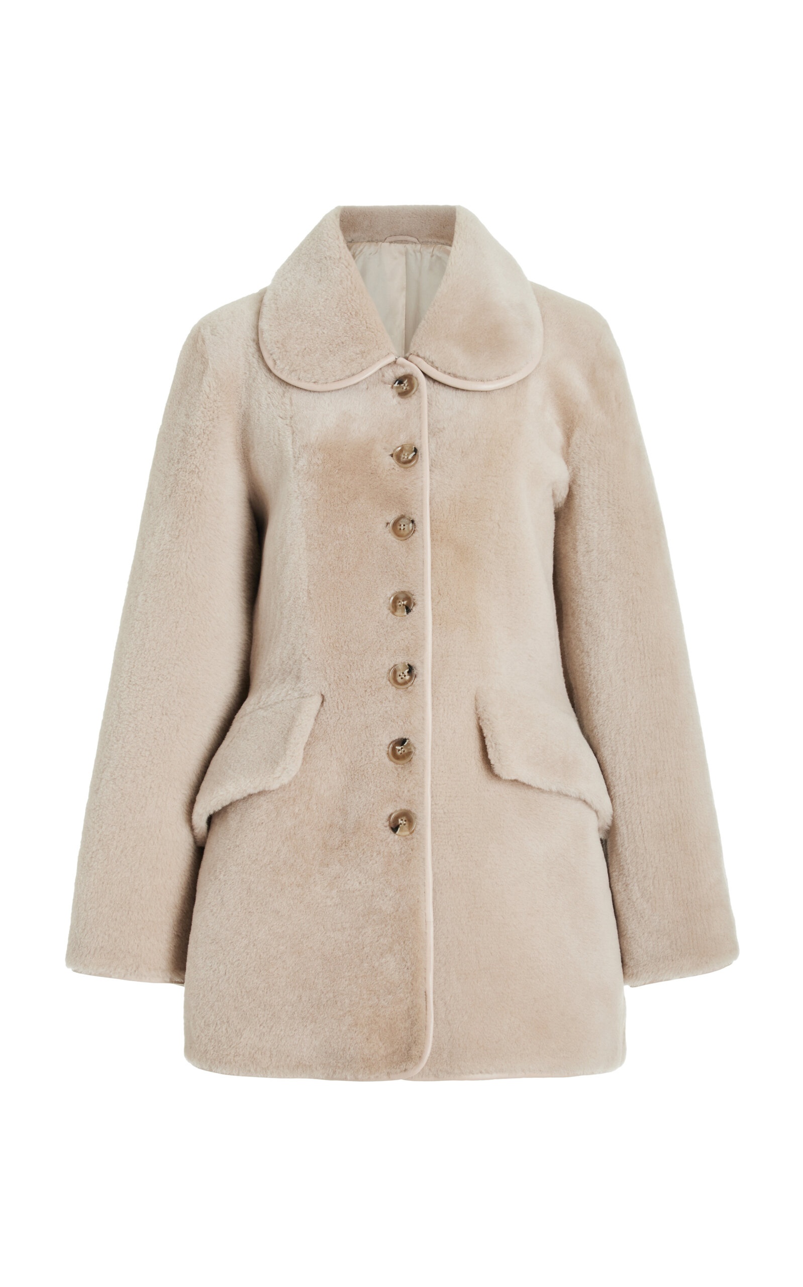 BY MALENE BIRGER Adelina Collared Fur Coat neutral | REVERSIBLE