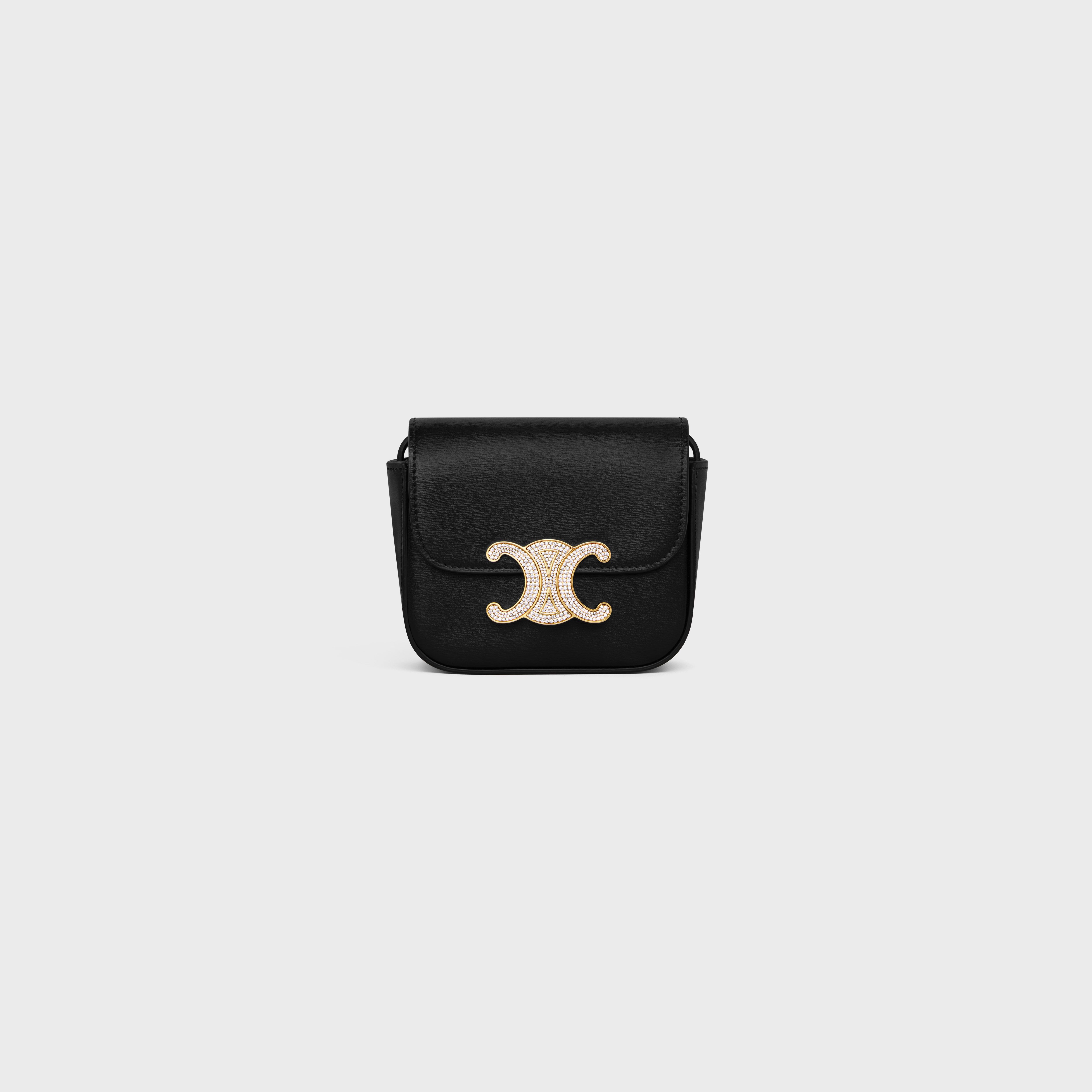 SHOULDER BAG CLAUDE IN SHINY CALFSKIN - BLACK