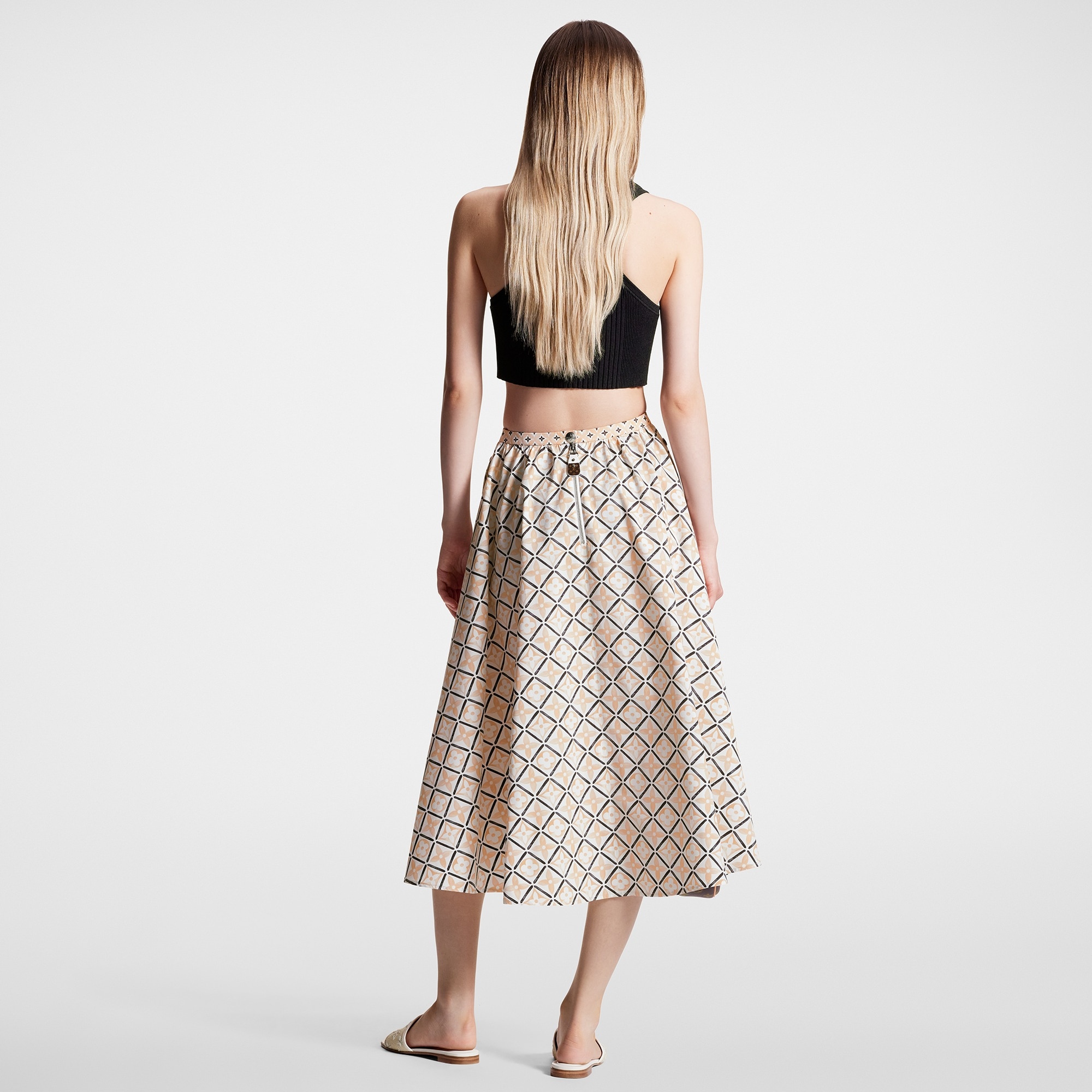 Monogram Flower Tile Midi Skirt - 3