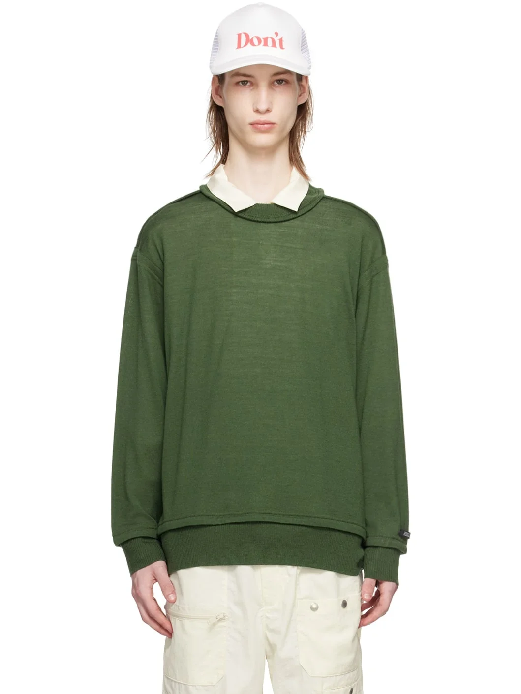 Green Exposed Seam Sweater - 1
