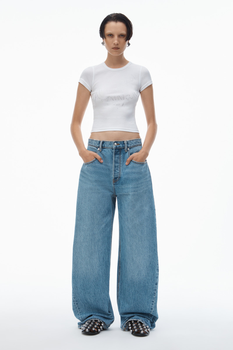 Alexander Wang Crystal Hotfix Tee in Ribbed Jersey outlook