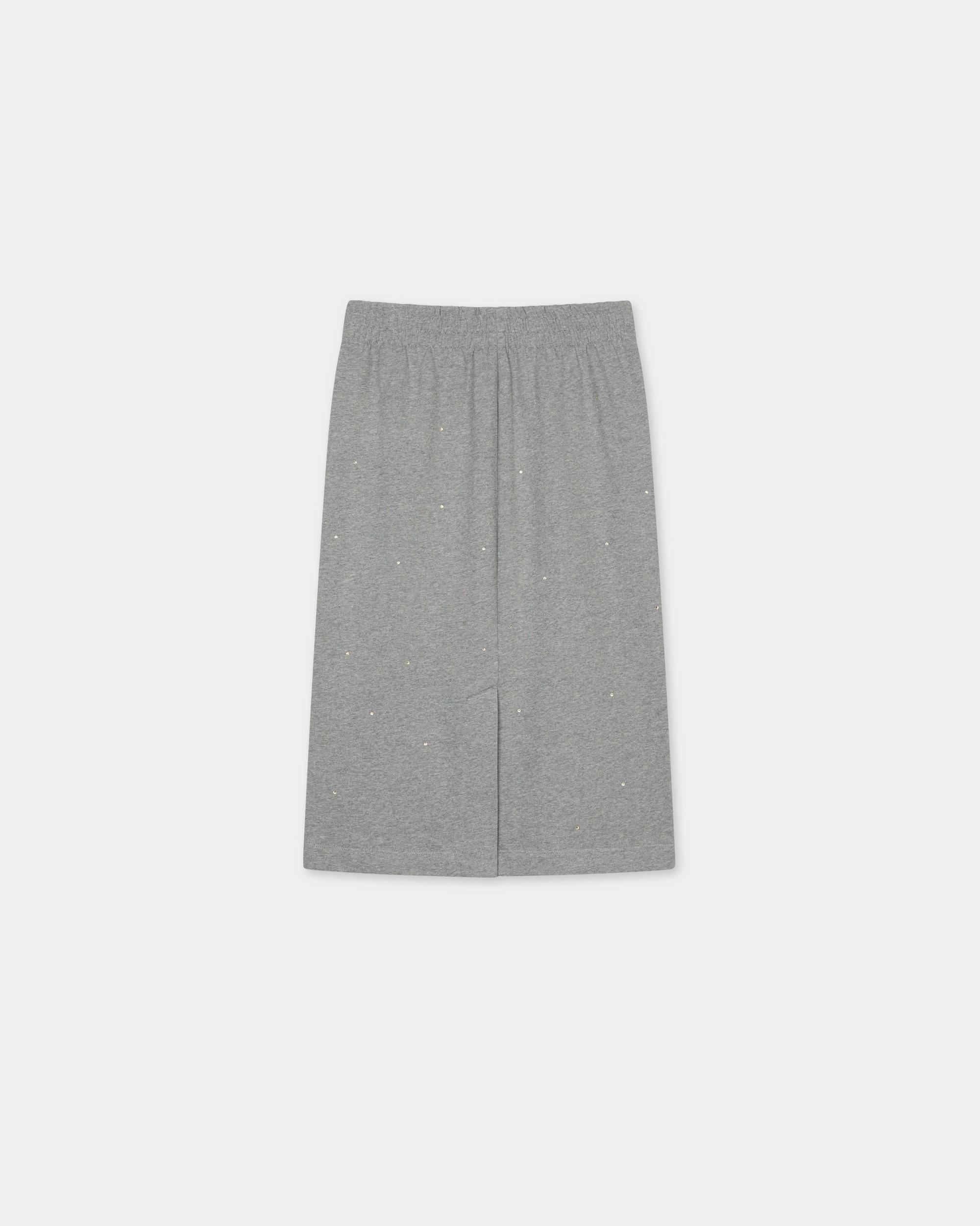 'KENZO Elephant Logo' strass embroidered skirt in cotton - 2
