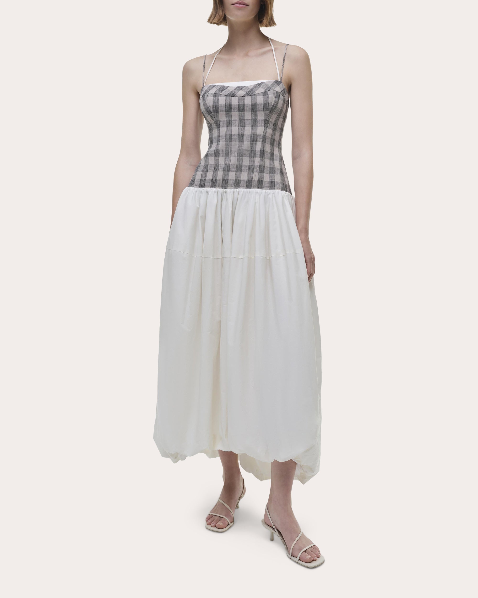 Pfeiffer Gingham Cotton Combo Bustier Midi Dress - 4