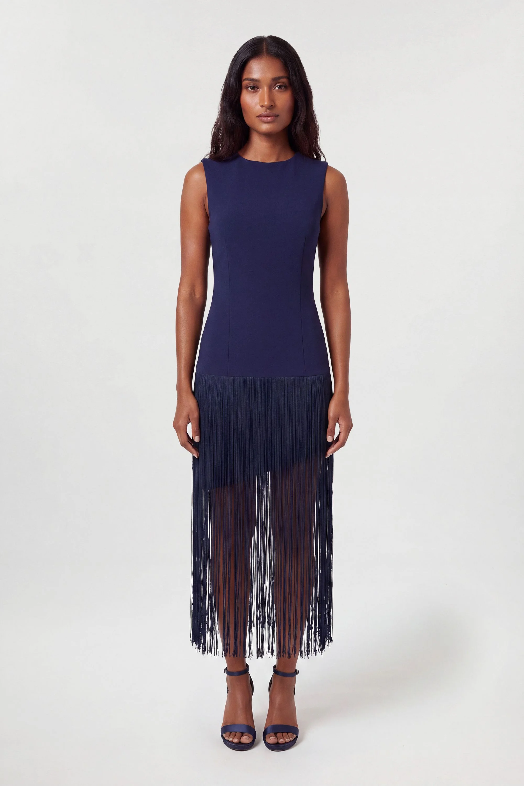 Figure Form Bandage Tassel Hem Knitted Dress - 1