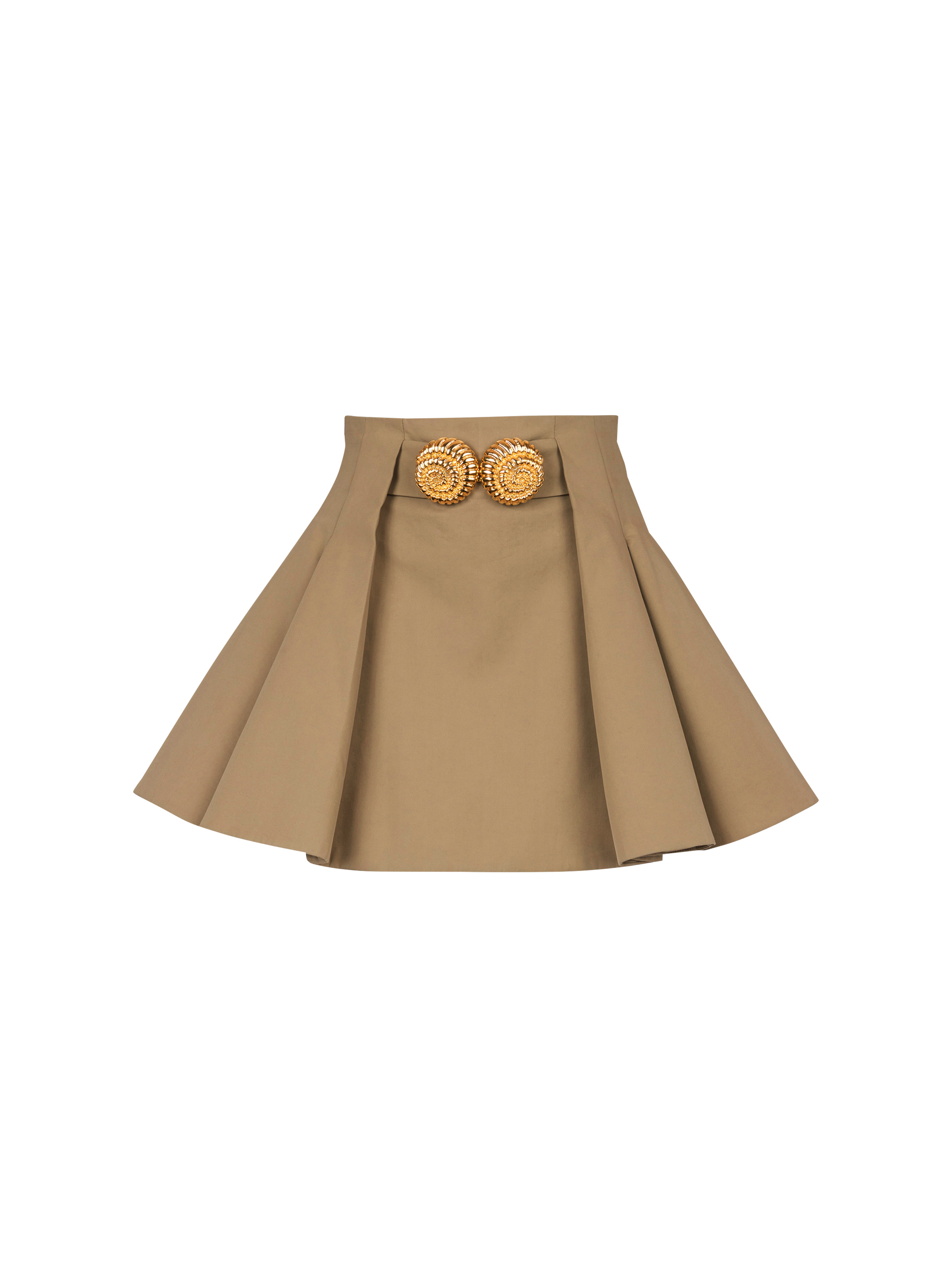 Flared pleated grain de poudre skirt - 1
