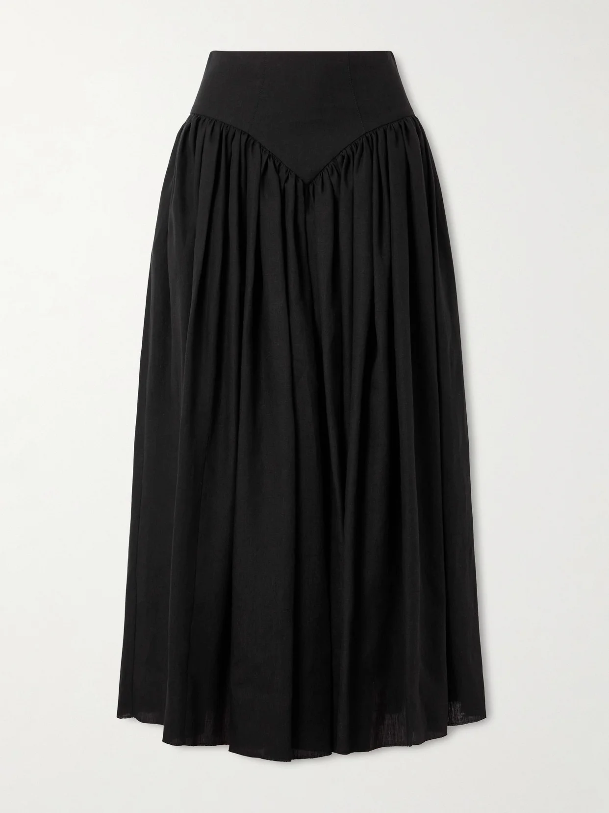 Juniper Frayed Paneled Linen Midi Skirt - 1