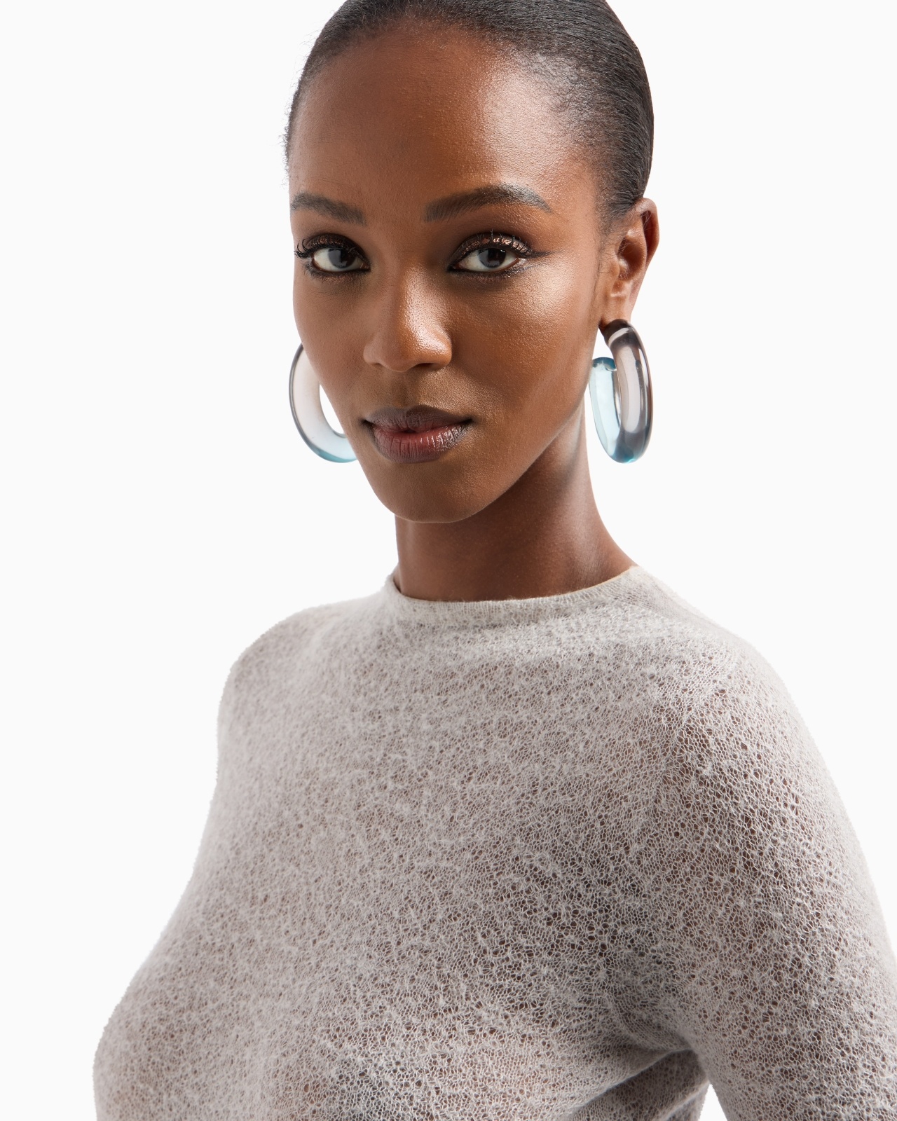 CLEAR RESIN SEMI-CIRCULAR EARRINGS - 3