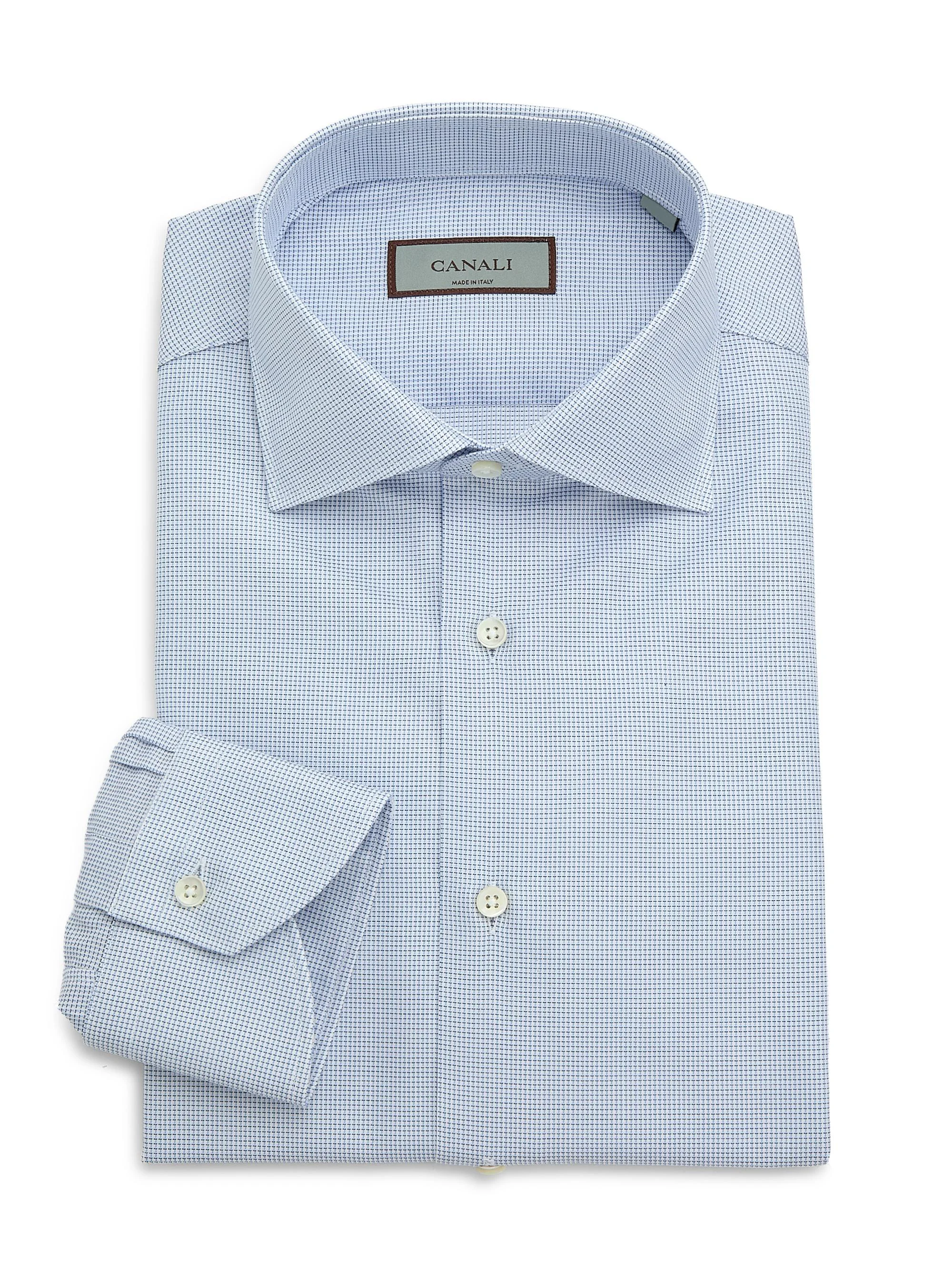 Men's Micro Check Dress Shirt - Blue - 1