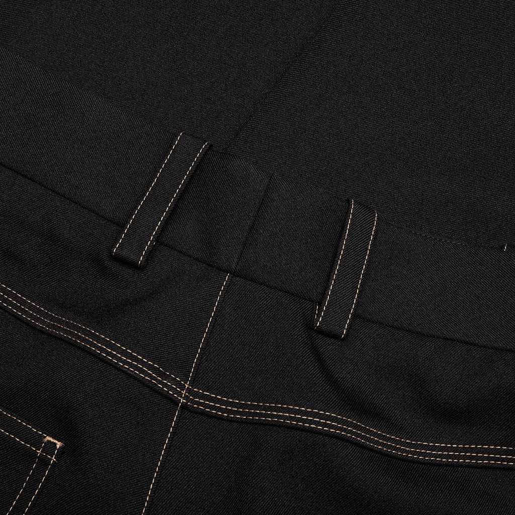 RECYCLED POLYESTER GABARDINE LOOSE FIT TROUSERS - BLACK - 4