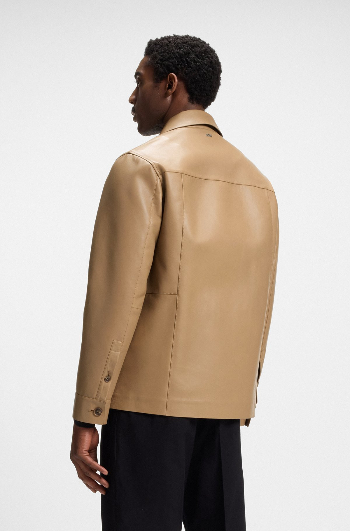 SHIRT-STYLE LEATHER JACKET WITH FLAP POCKETS - 4