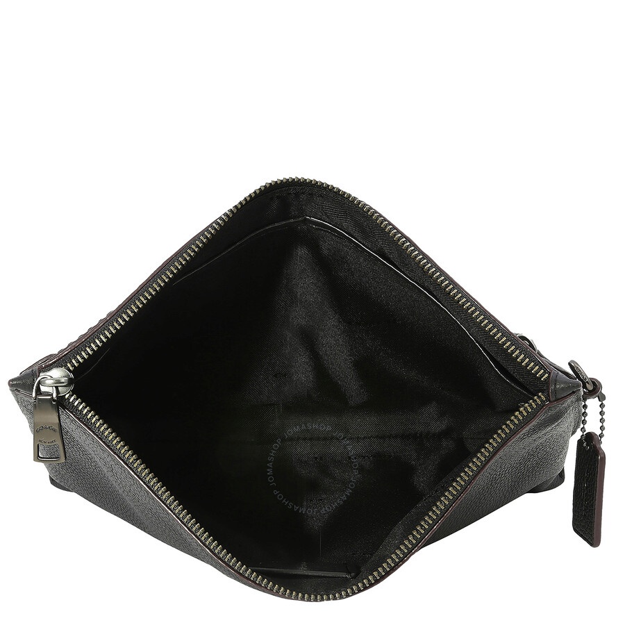 Coach Men's Black Pebbled Leather Academy Pouch - 5
