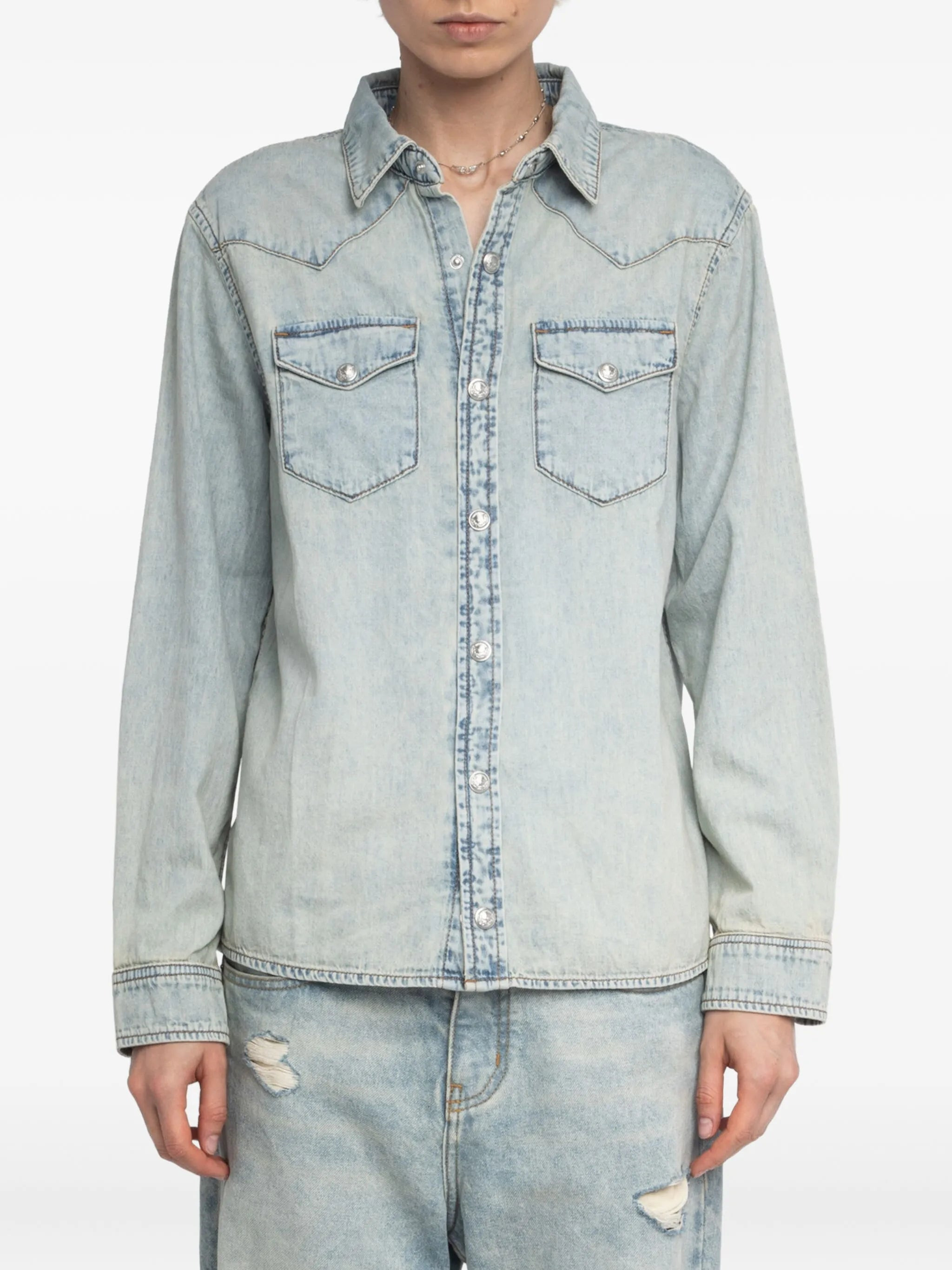 Zadig & Voltaire Saby Stud-embellished Denim Shirt - 3