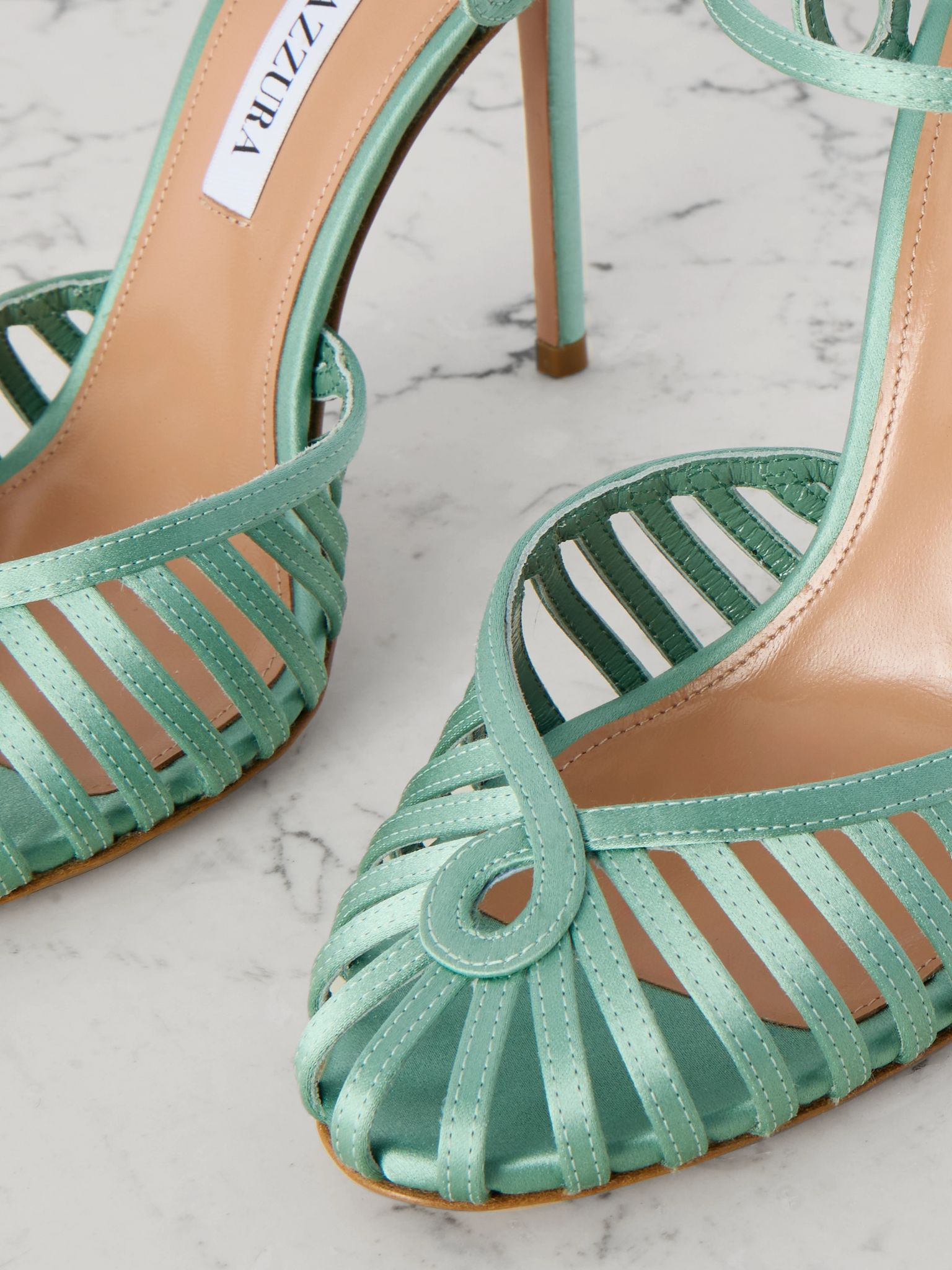 Sweet Surrender 105 cutout satin pumps Turquoise - 4