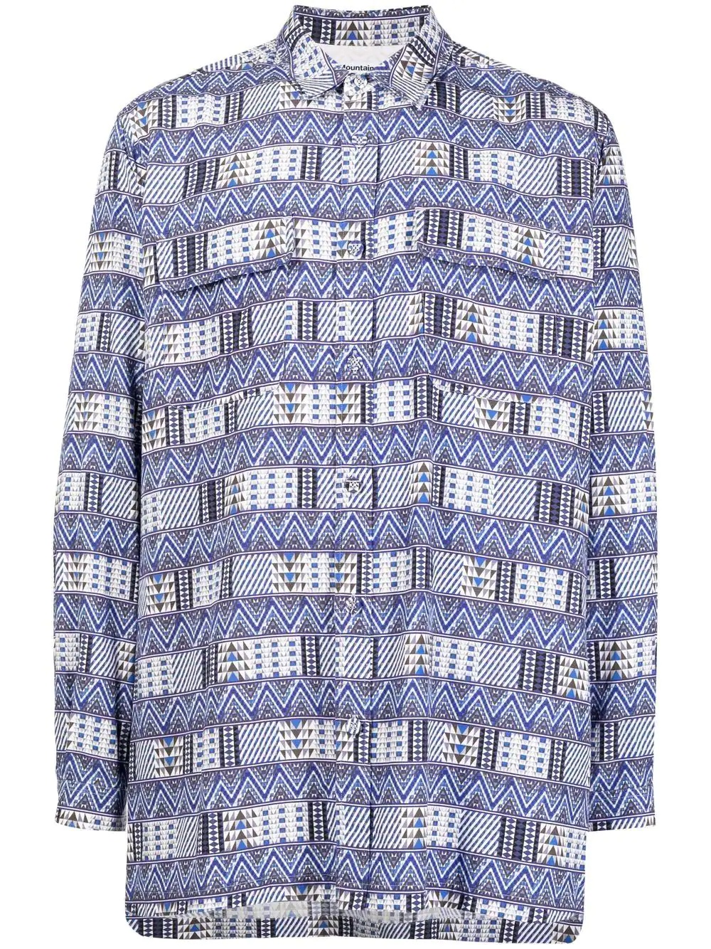 geometric-print long-sleeved shirt - 1