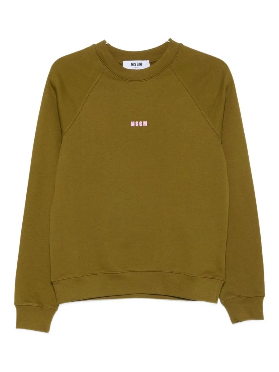 Msgm Cotton Crewneck Sweatshirt With Logo - 1