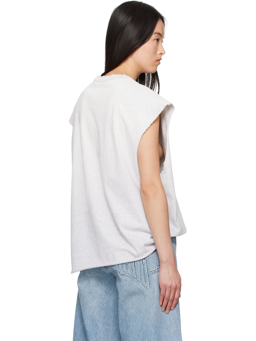 Alexander Wang Gray Unisex Distressed Logo Oversized Muscle