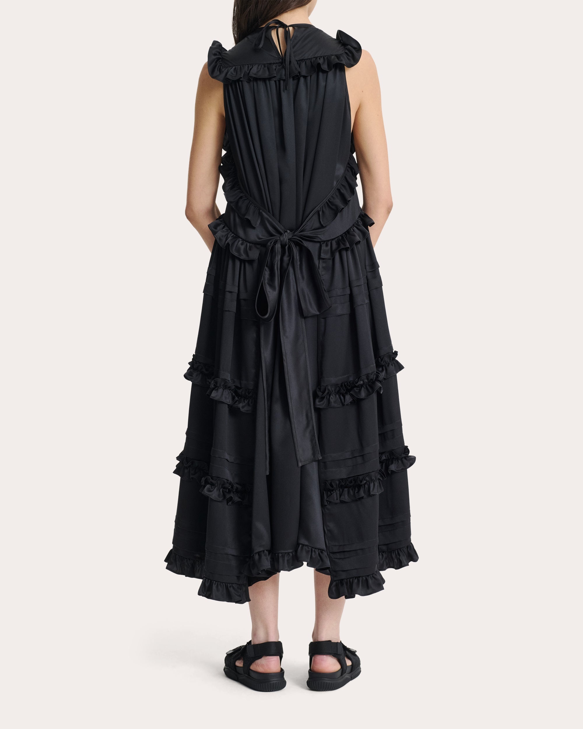 Aileen Ruffle Tiered Silk Satin Midi Dress - 3