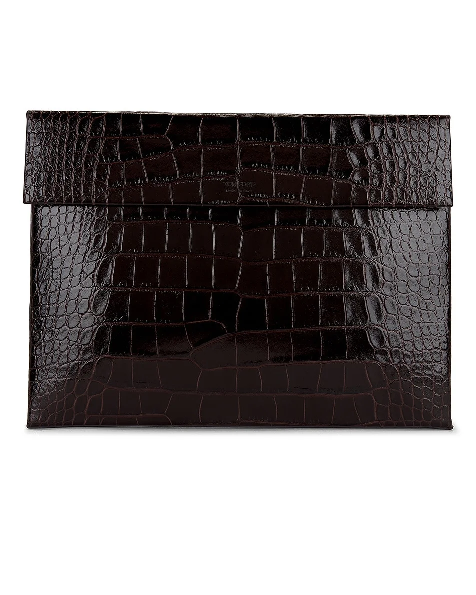 Shiny Printed Croc Slim Flap Portfolio - 1