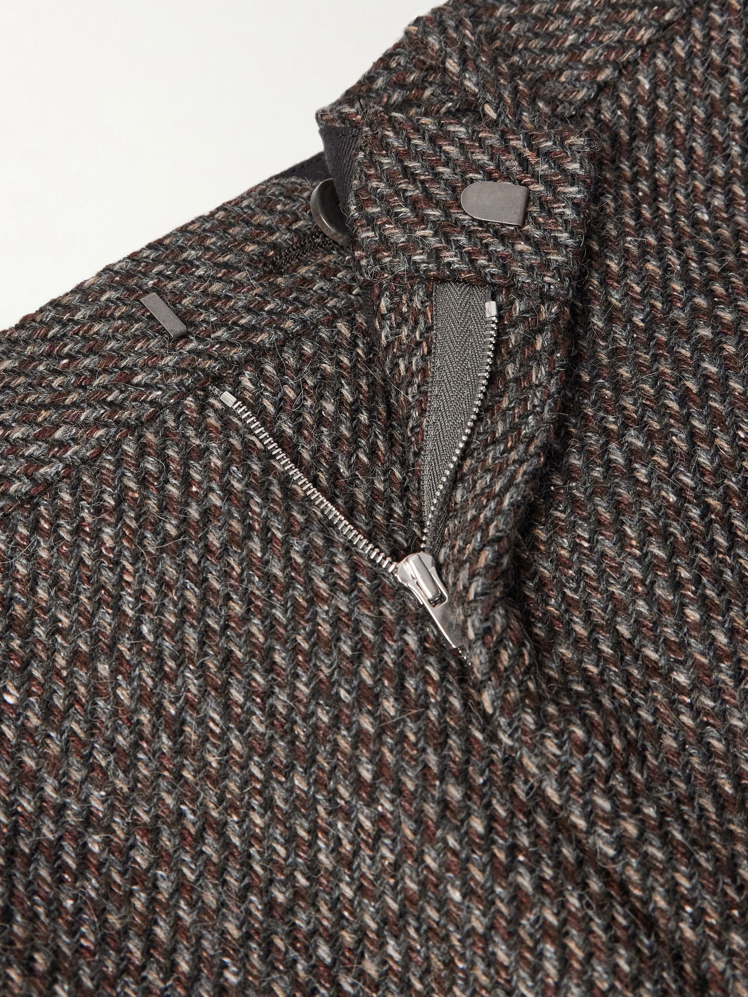 Straight-Leg Wool, Alpaca and Silk-Blend Tweed Trousers Brown - 6