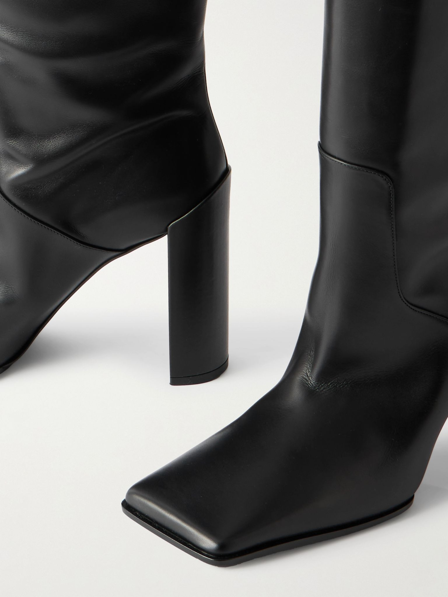 90 leather over-the-knee boots Black - 4