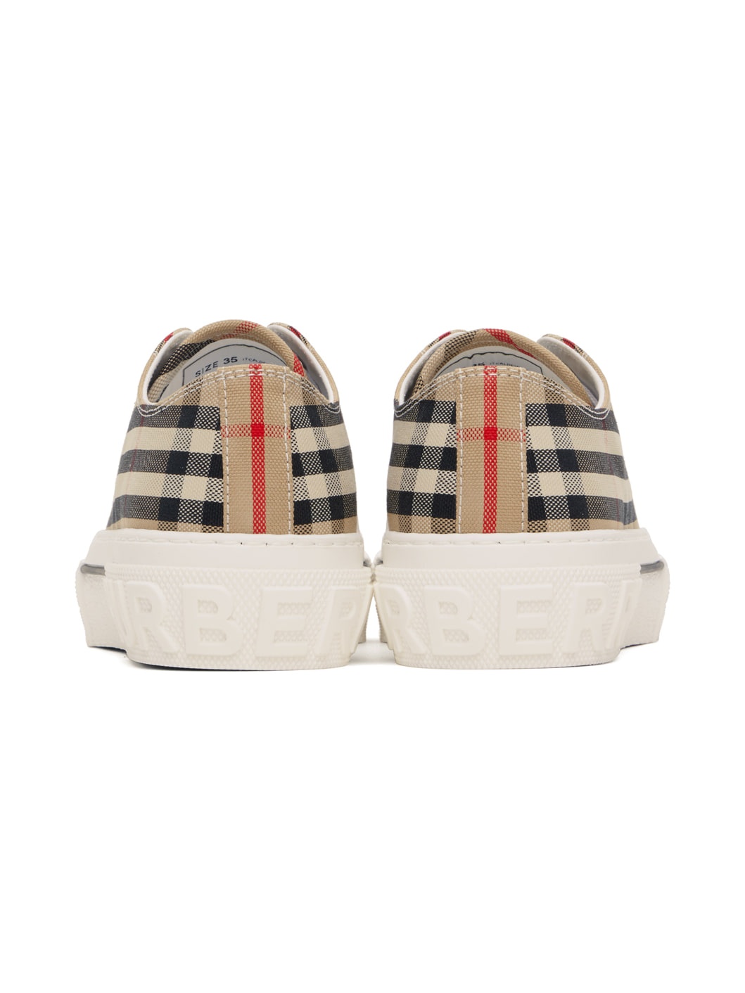 Beige Check Sneakers - 2