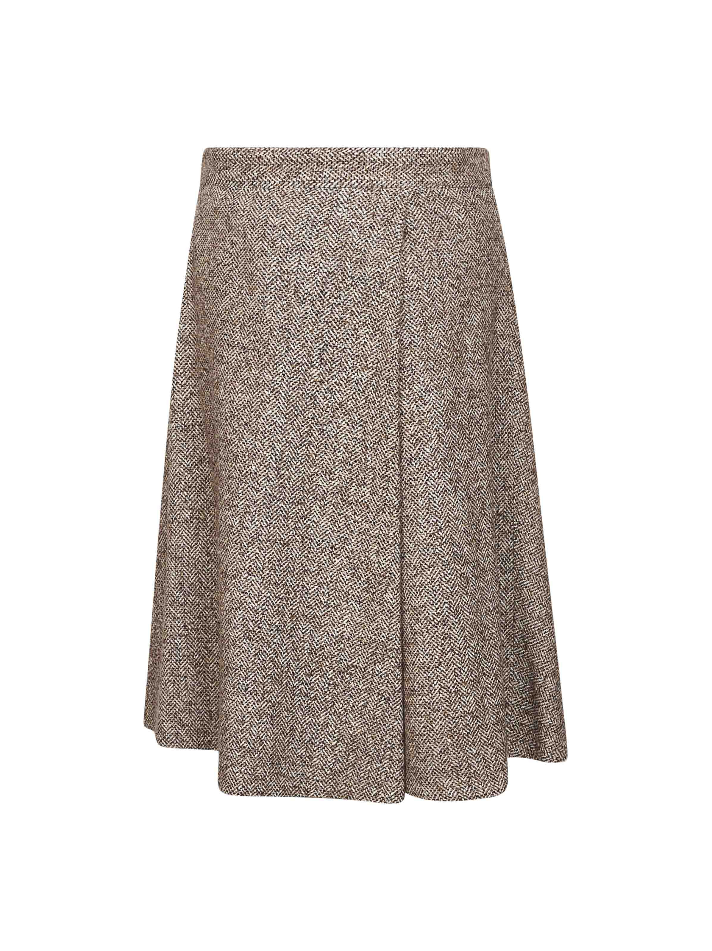 Brown flecked chevron kilt skirt with monili - 2
