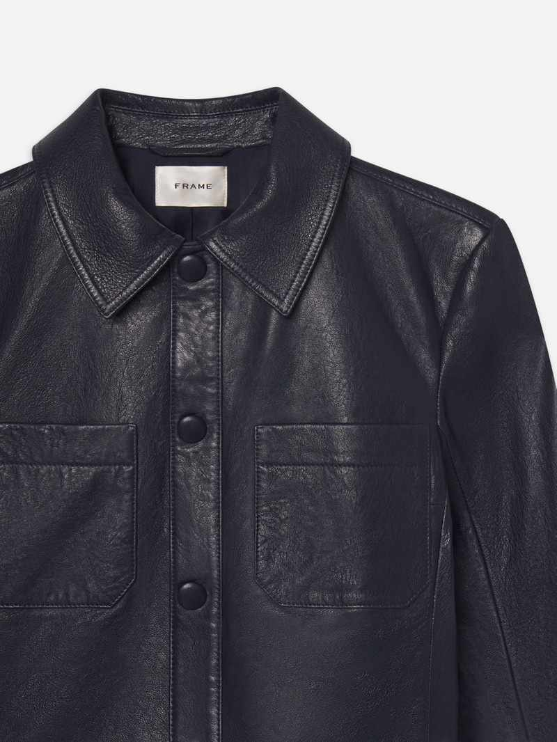 FRAME The Small Leather Jacket in Dark Indigo outlook