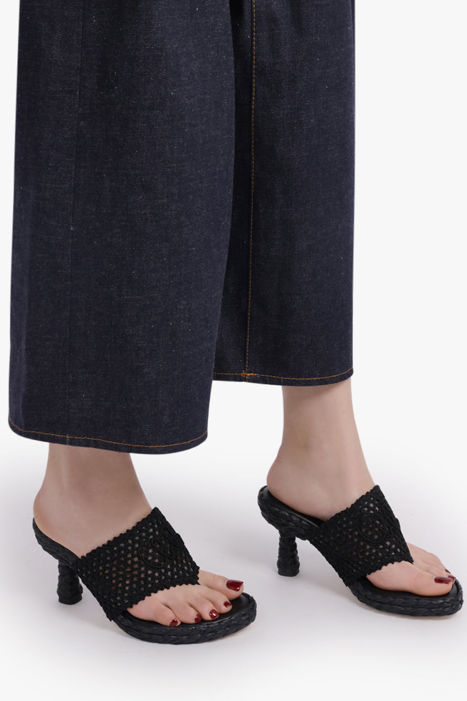 ISLA THONG 75MM CROCHET SANDAL | BLACK - 5