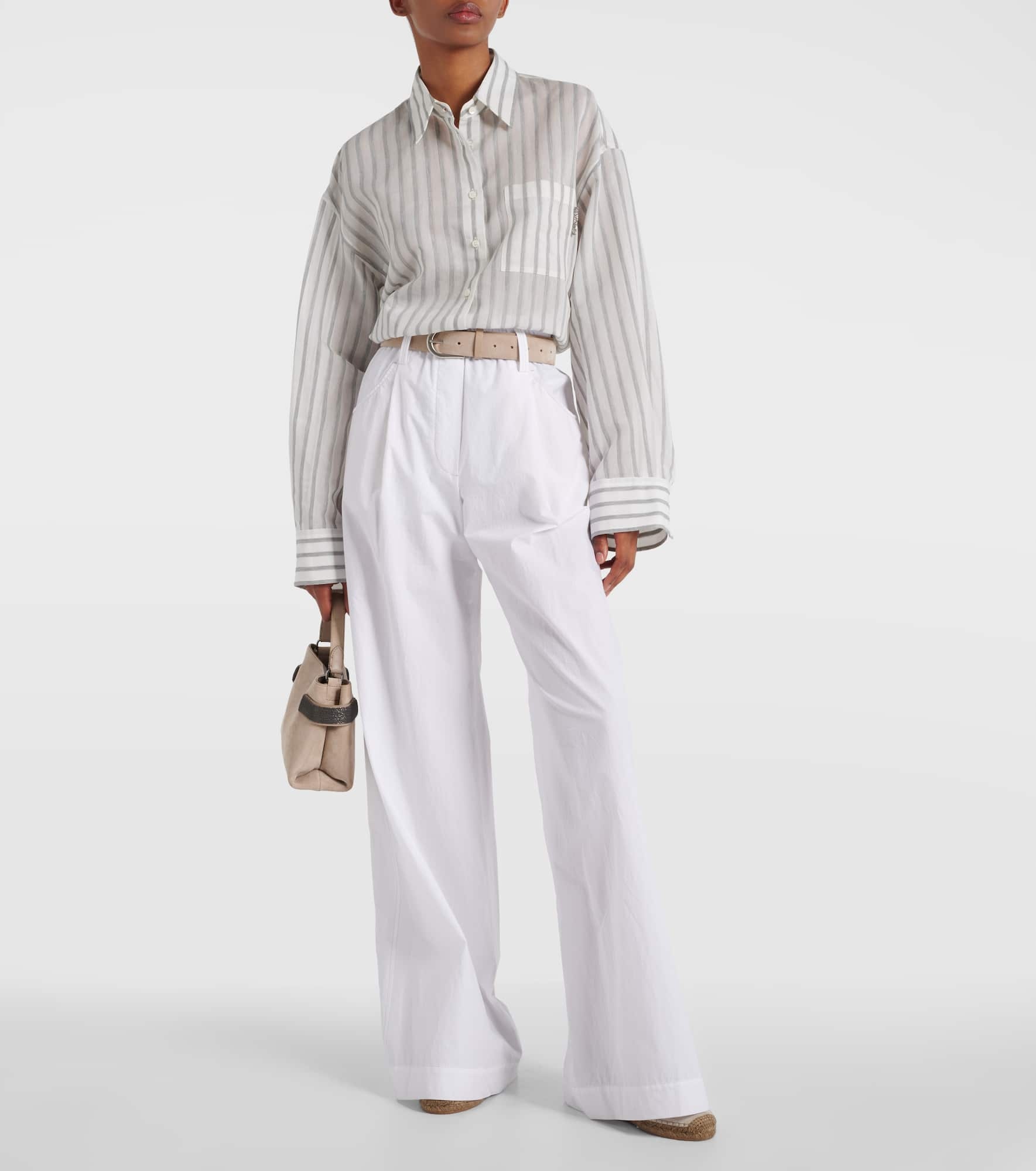 High-rise cotton wide-leg pants - 2
