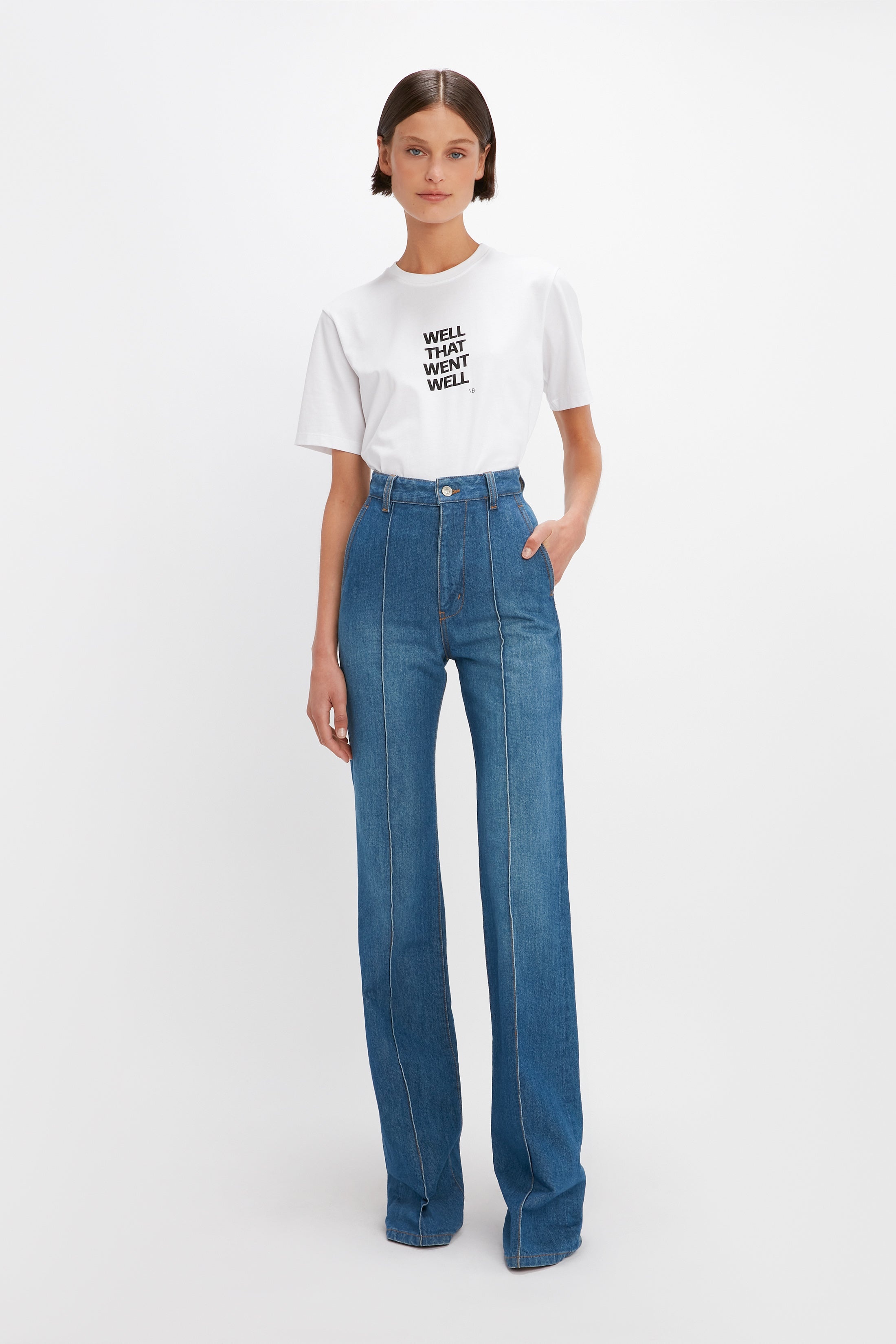 Brigitte High Waisted Flare Jean in Sandwashed Indigo - 5