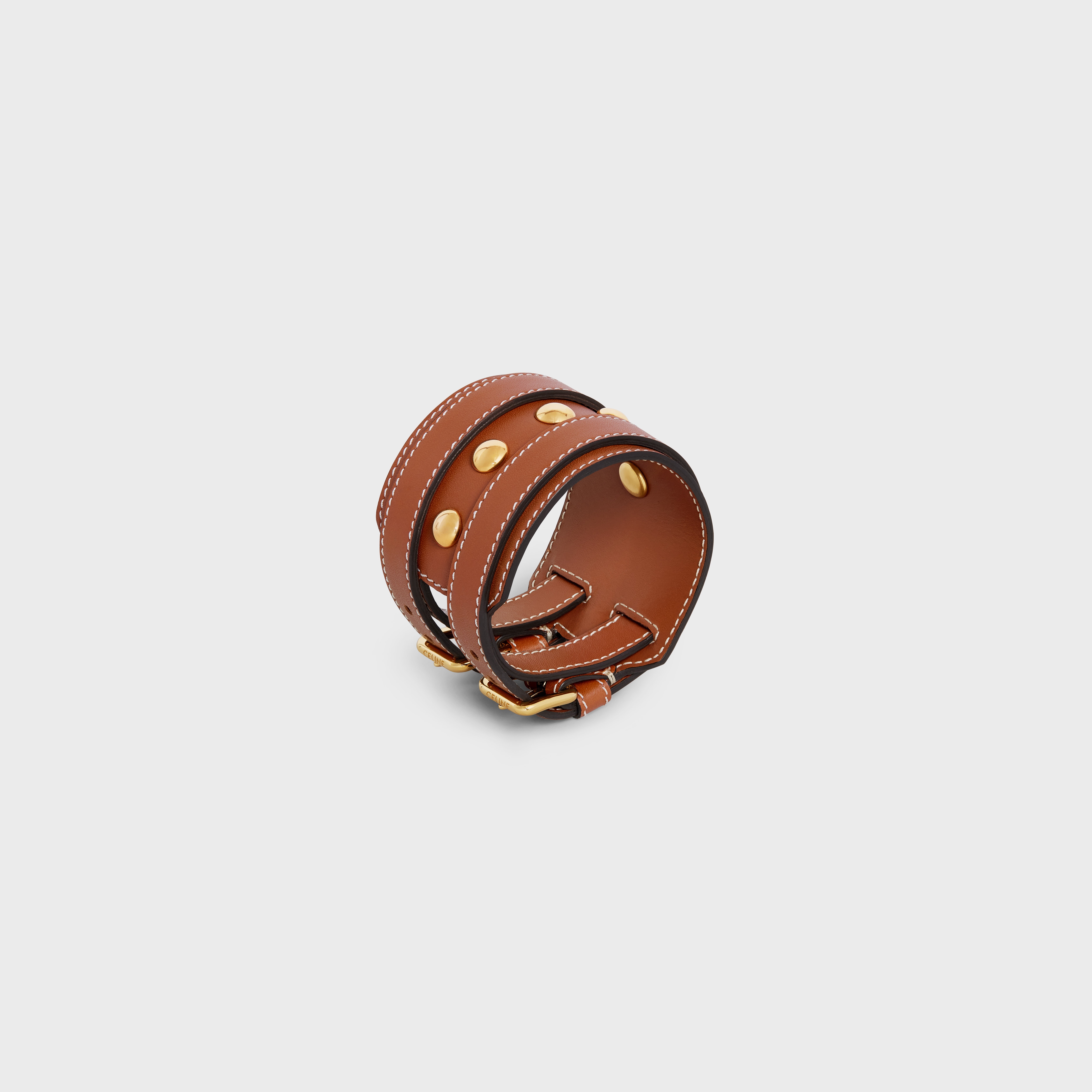 Celine Leather Classics Studs Bracelet in Brass with Gold Finish and Calfskin - 2