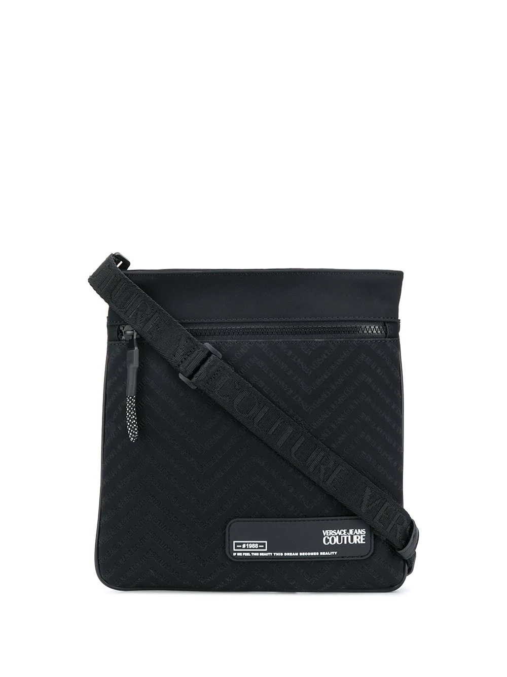 embossed logo messenger bag - 1