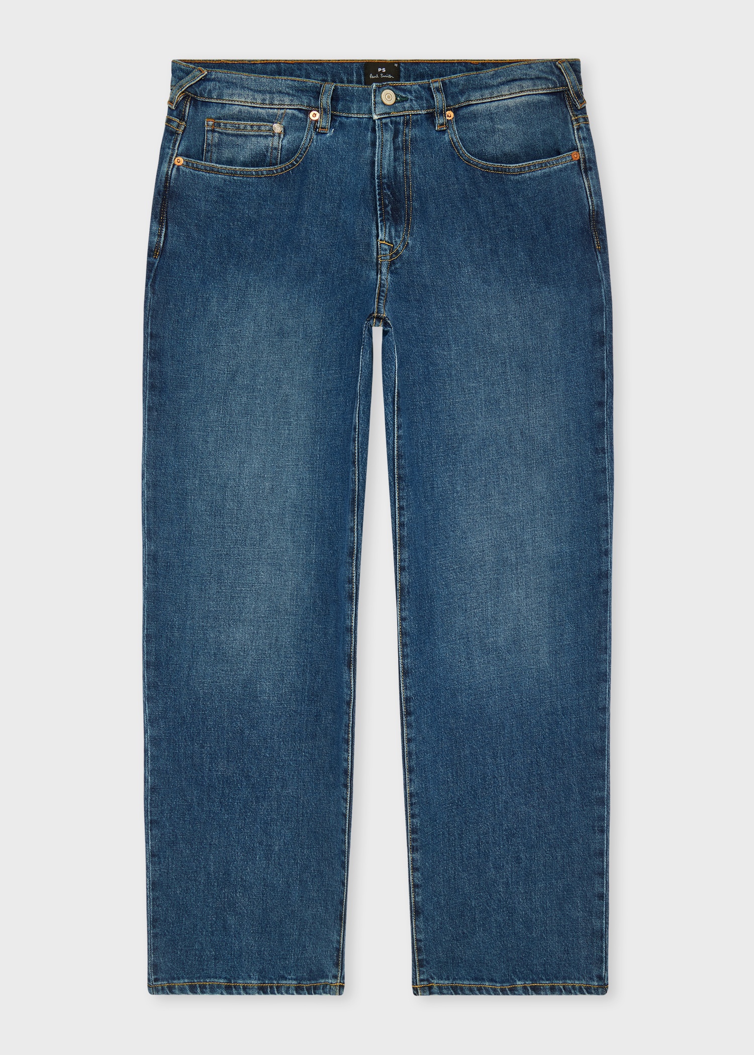Relaxed-Fit Mid-Wash Organic Vintage Stretch Jeans - 1