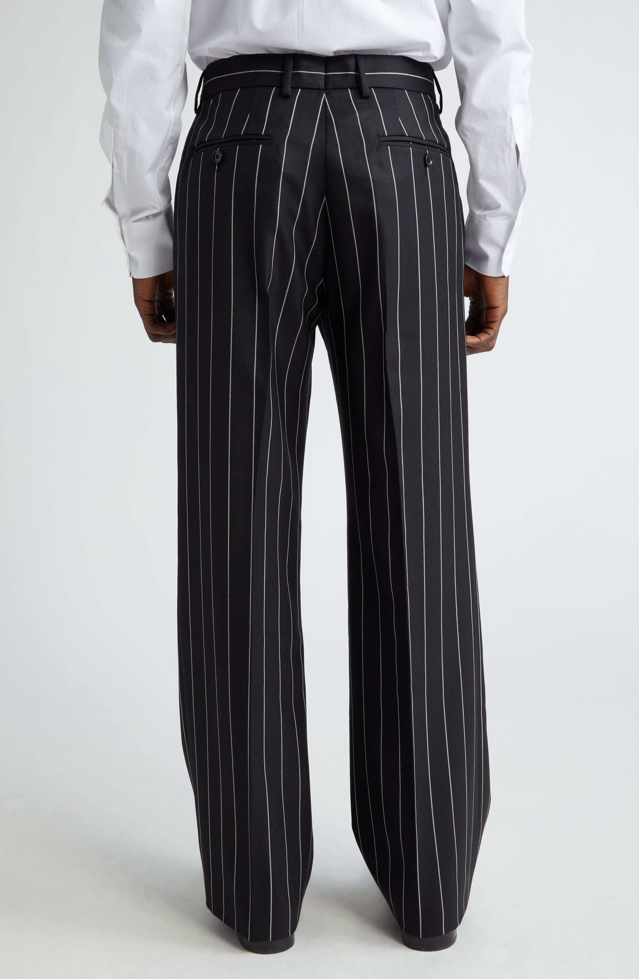 Pinstripe Wool Trousers - 3