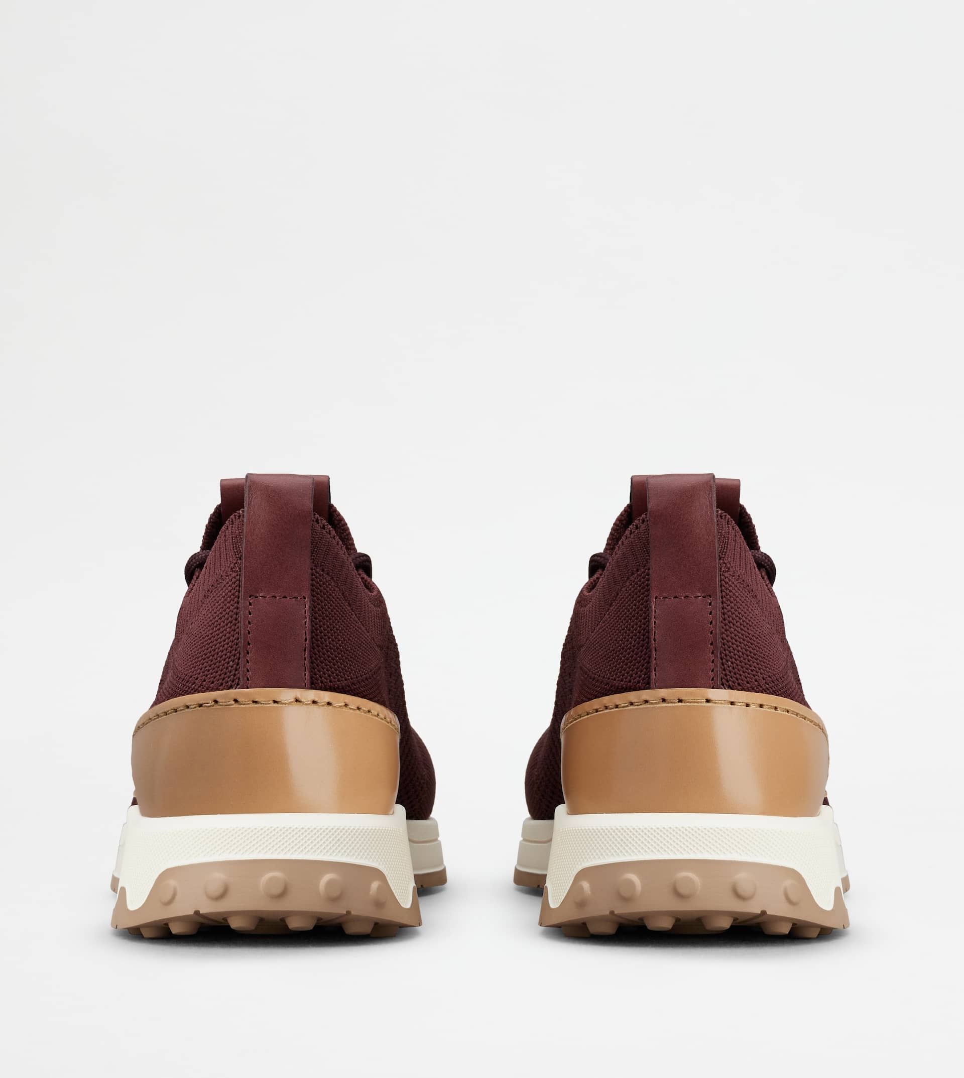 SOCK SNEAKERS IN TECHNICAL FABRIC AND LEATHER - BURGUNDY - 2