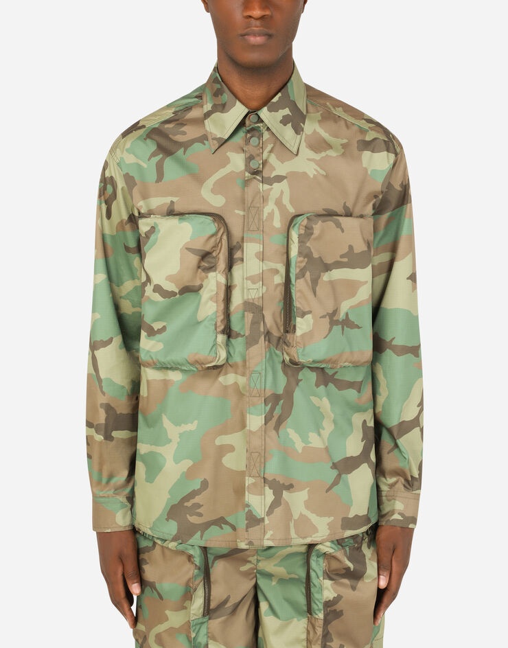 Camouflage-print nylon shirt - 1