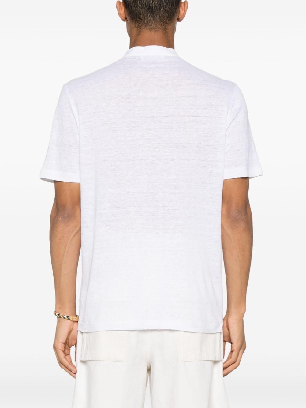 mock-neck linen T-shirt - 4