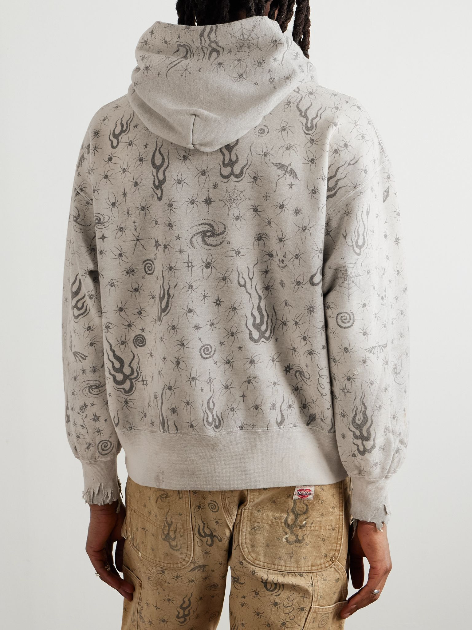 + Dr. Woo Distressed Printed Cotton-Jersey Sweatshirt Gray - 4