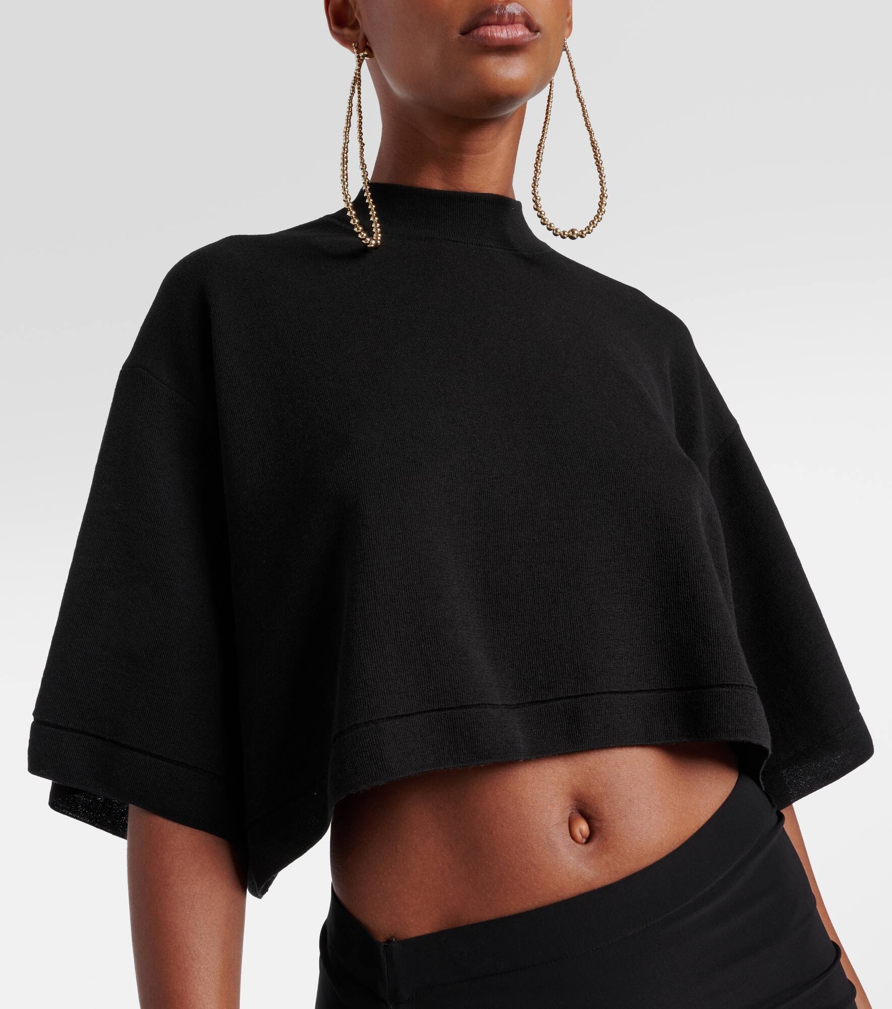 Cropped cotton-blend T-shirt - 5