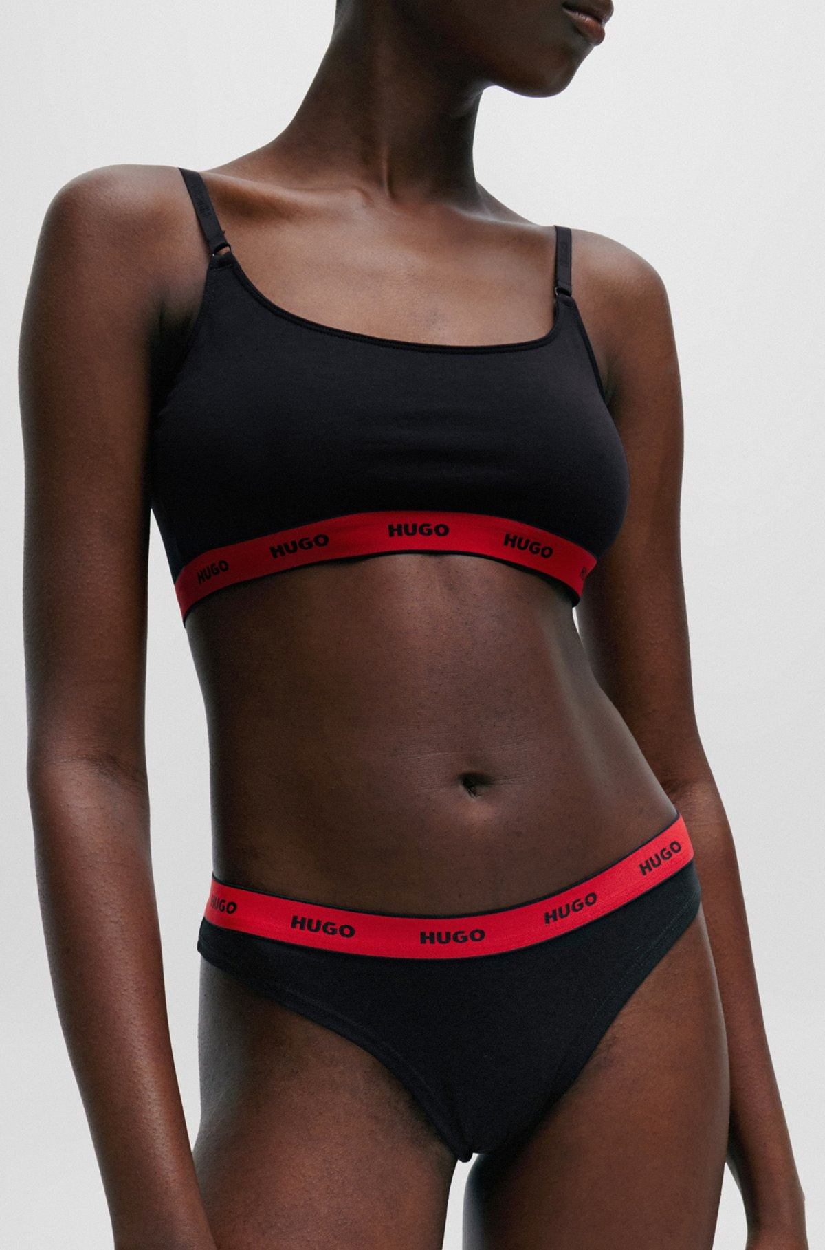 THREE-PACK OF STRETCH-COTTON THONG BRIEFS WITH LOGOS - 3
