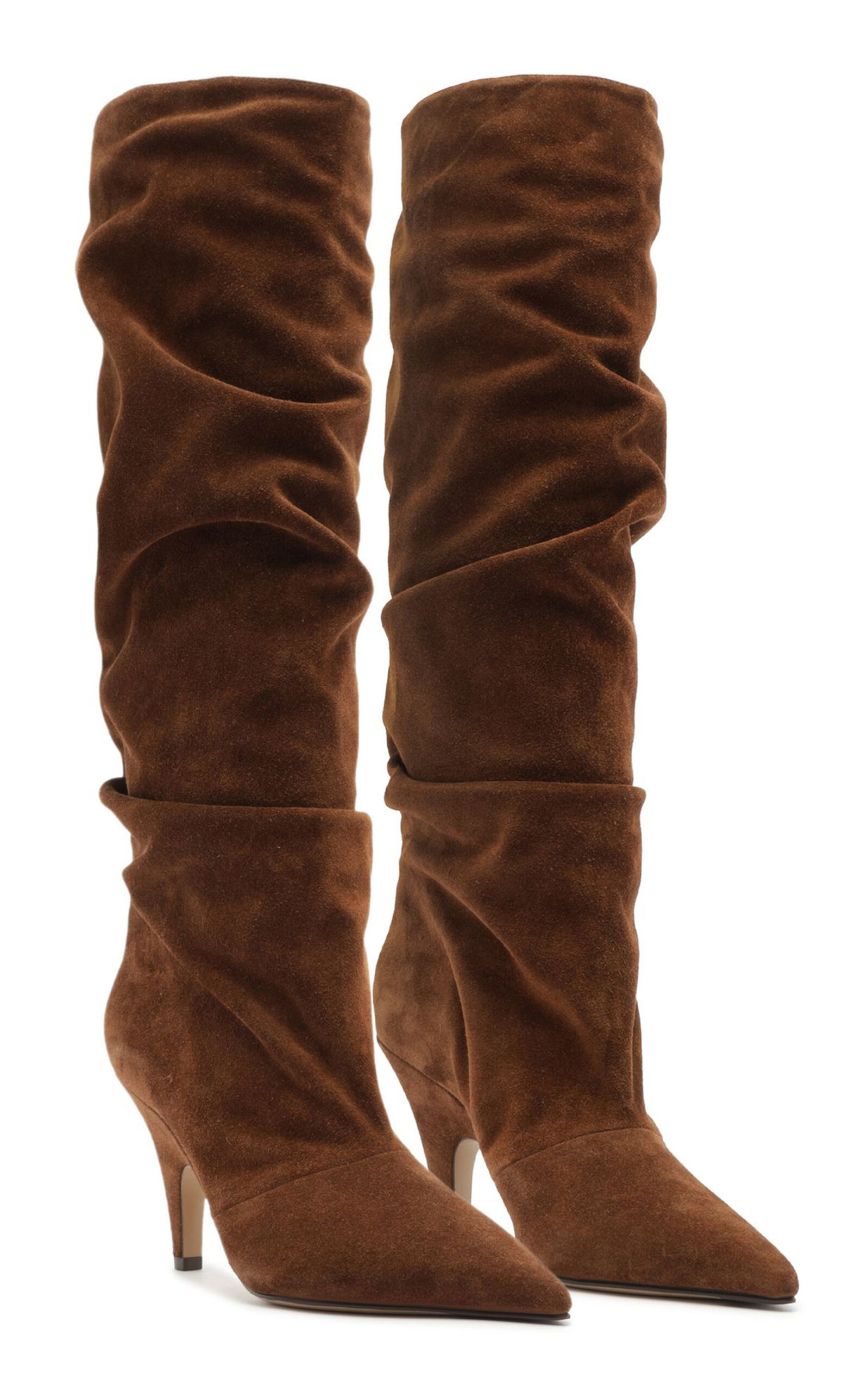 Tati Scrunched Suede Knee Boots brown - 6