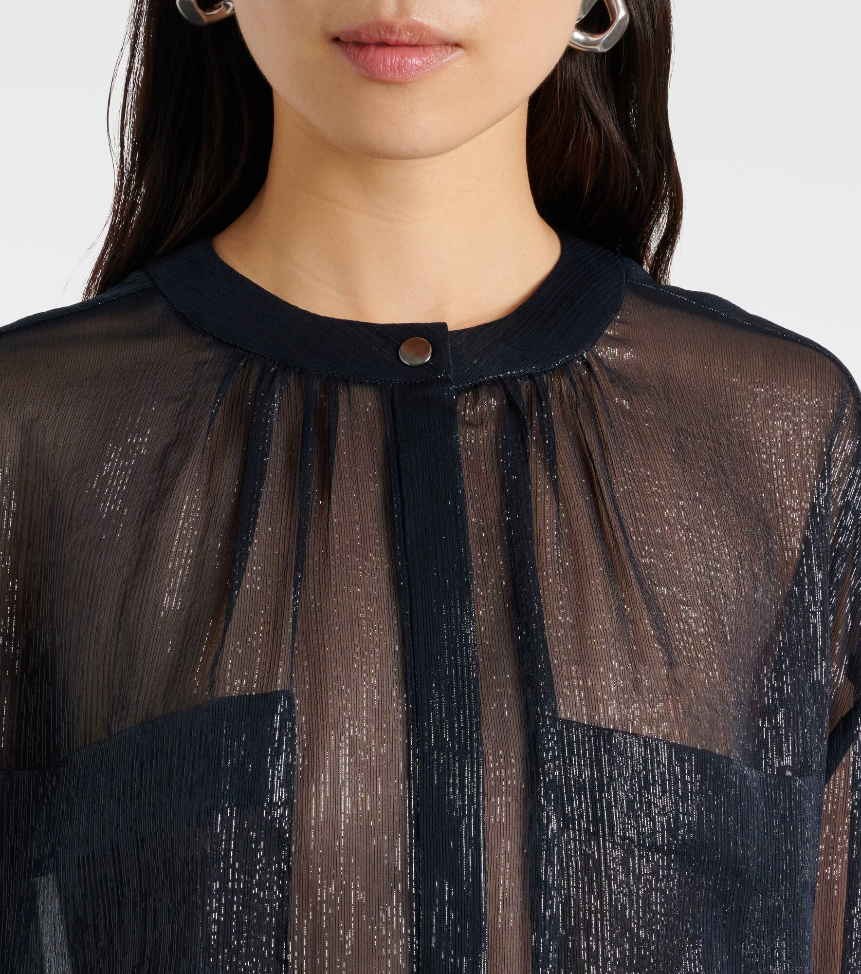 Silk-blend lamé shirt - 4