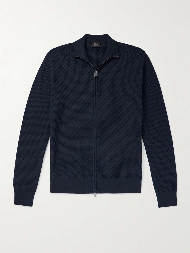 Cotton, Silk and Cashmere-Blend Zip-Up Sweater - 1