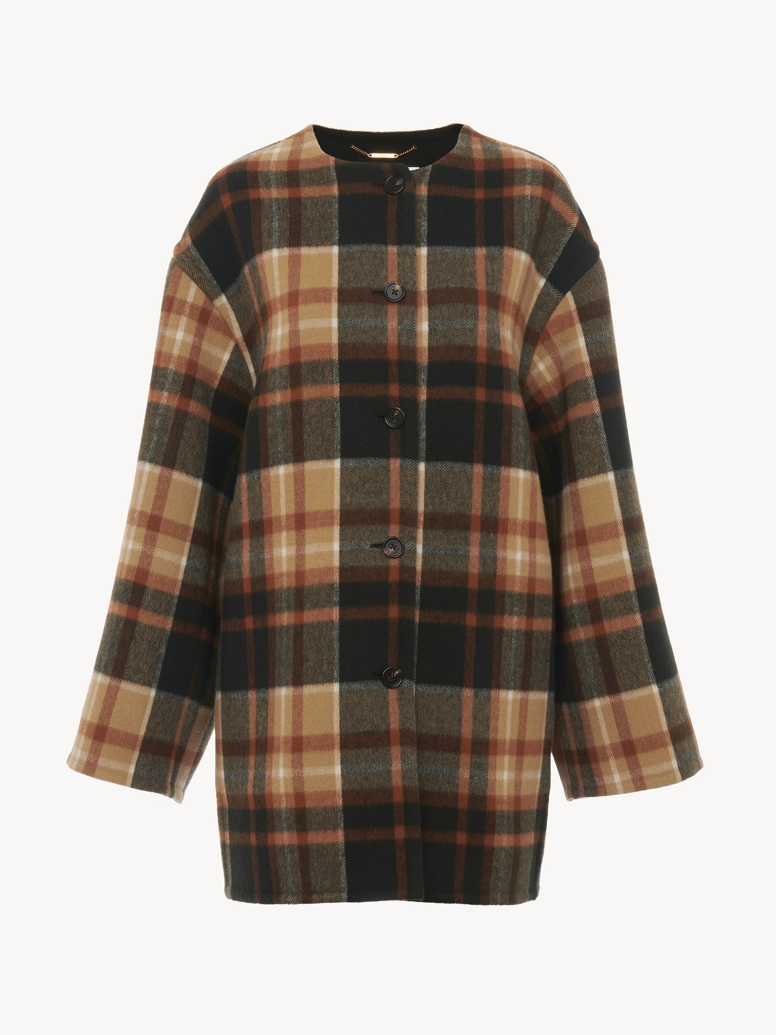 MID-LENGTH COAT IN CHECKED WOOL - 2