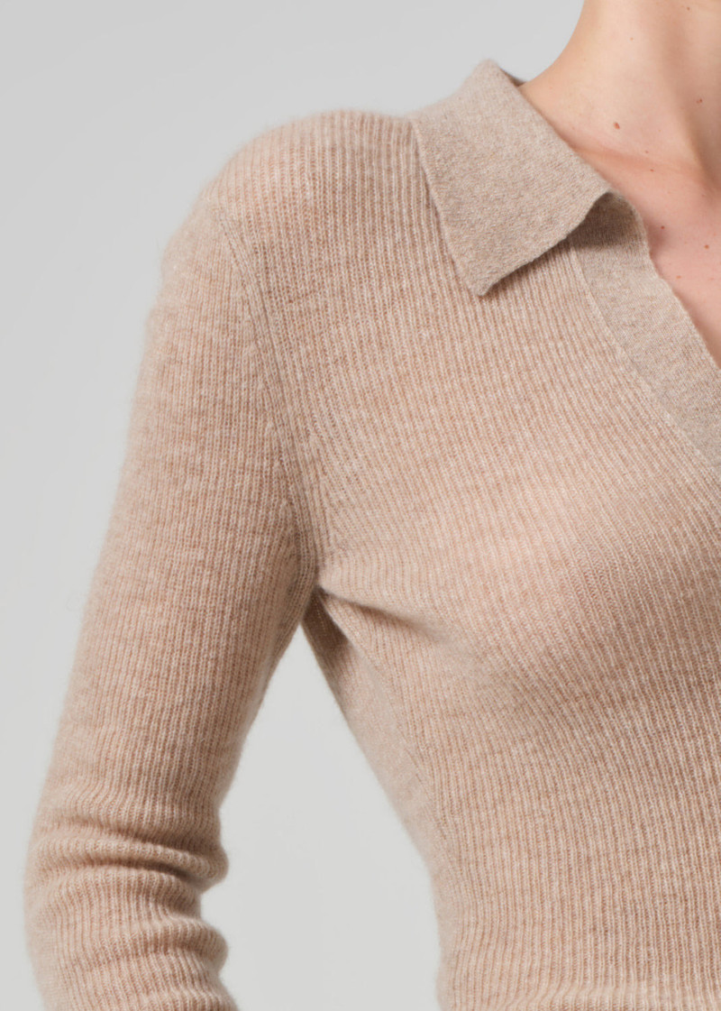 Simone Polo Sweater In Fawn 6