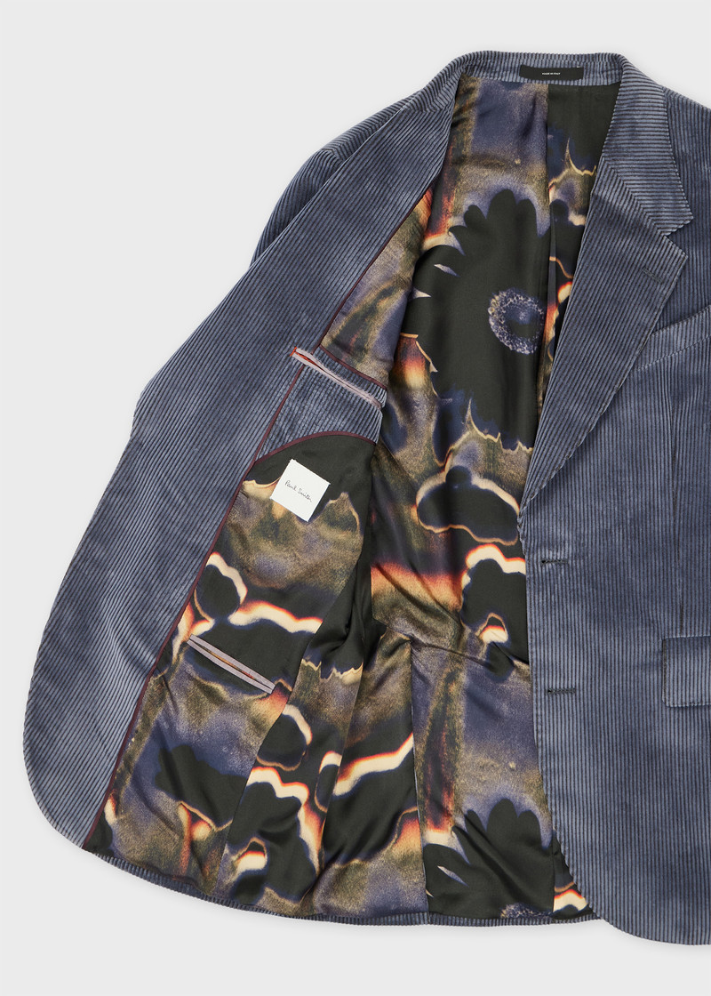 Soft Blue Two-Tone Corduroy Blazer 4