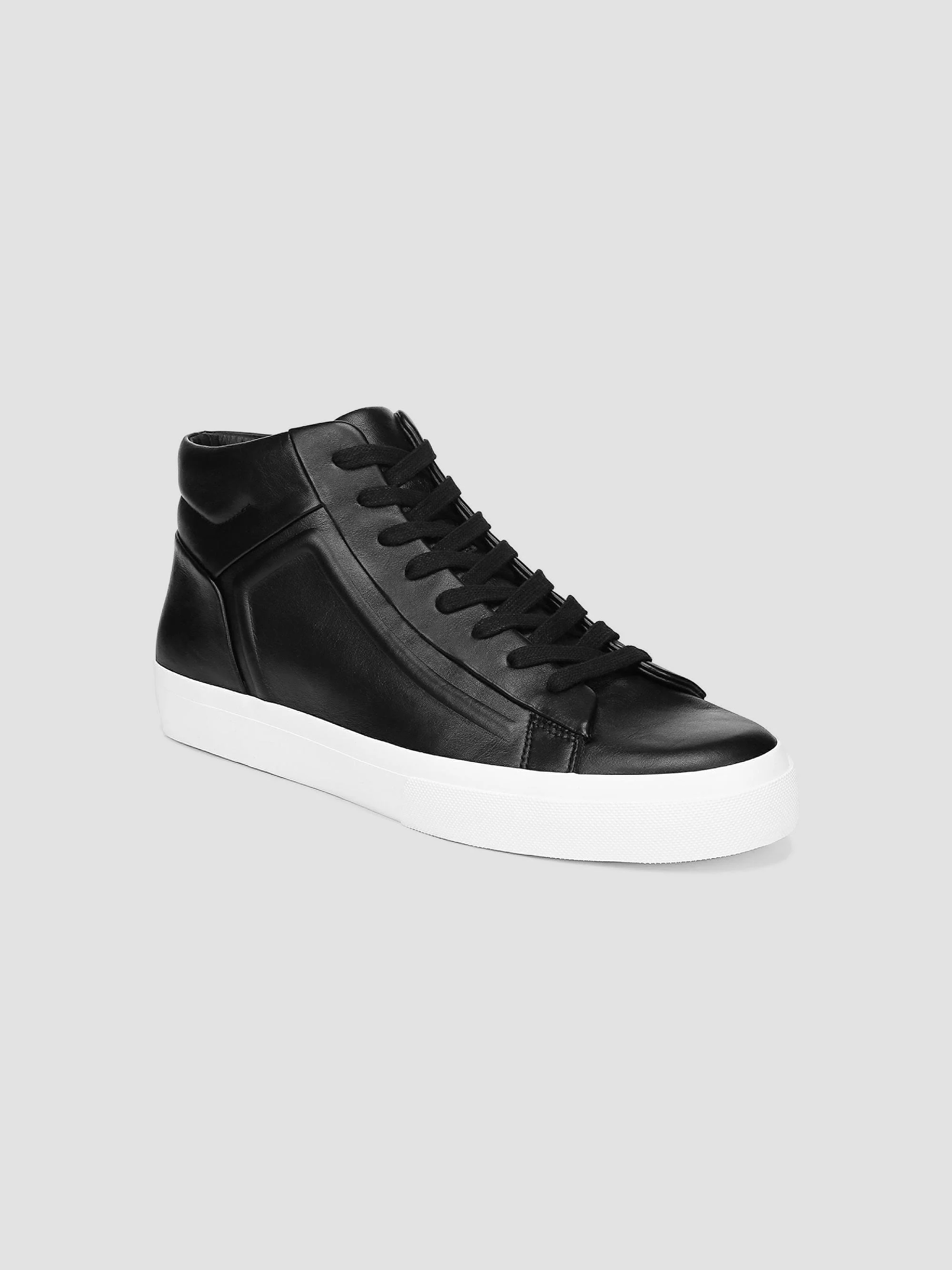 Men's Fynn Leather High-Top Sneakers - Black - 1