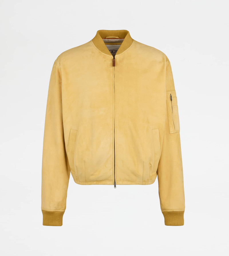 BOMBER JACKET IN PASHMY SUEDE - YELLOW 1
