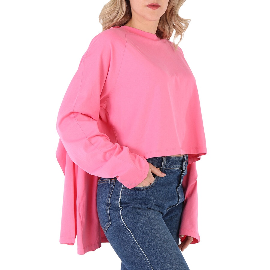 Mm6 Ladies Neon Pink Draped Split-Sleeve Top - 4