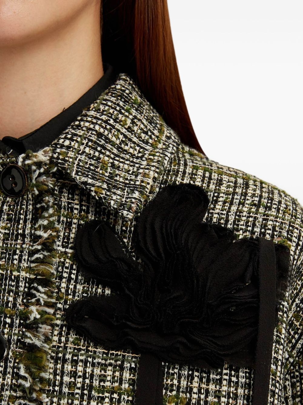 flower-embellished tweed jacket - 6